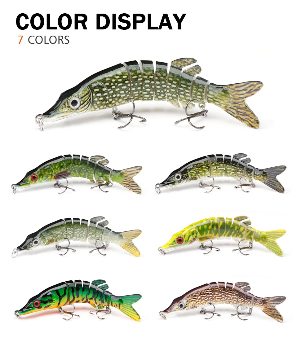 GOBASS 100mm/125mm Sinking Wobblers For Pike Fishing Lures 8 Segment Multi Jointed Swimbait Hard Artificial Lures For Fishing