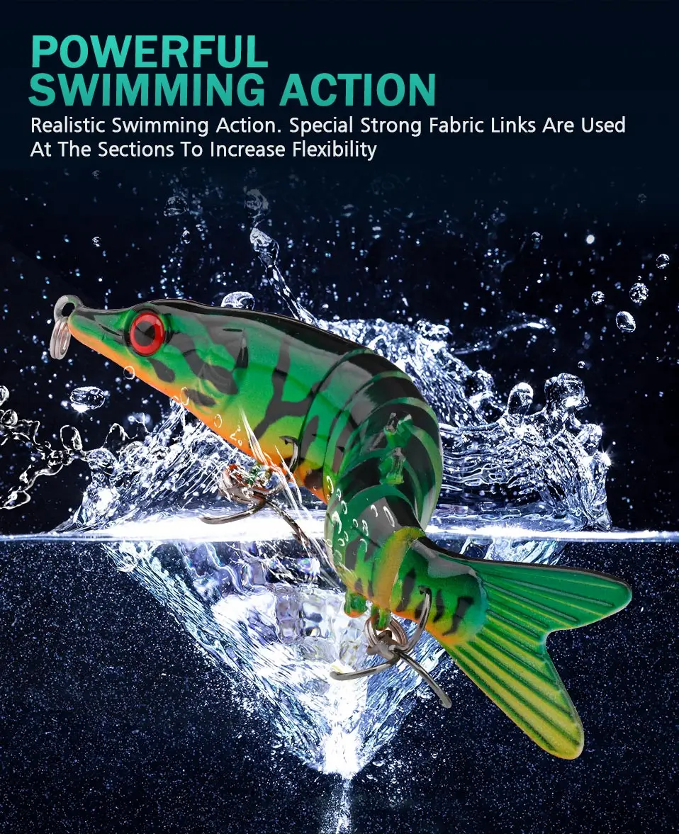 GOBASS 100mm/125mm Sinking Wobblers For Pike Fishing Lures 8 Segment Multi Jointed Swimbait Hard Artificial Lures For Fishing