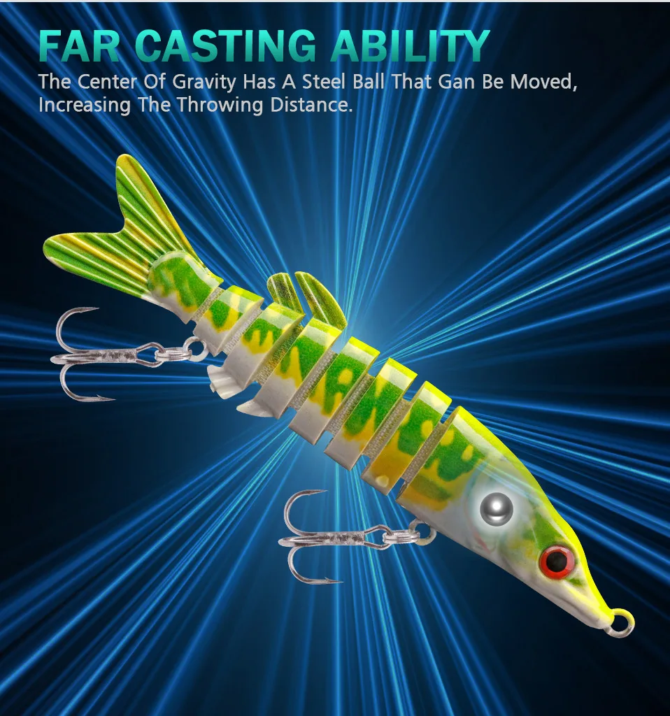 GOBASS 100mm/125mm Sinking Wobblers For Pike Fishing Lures 8 Segment Multi Jointed Swimbait Hard Artificial Lures For Fishing