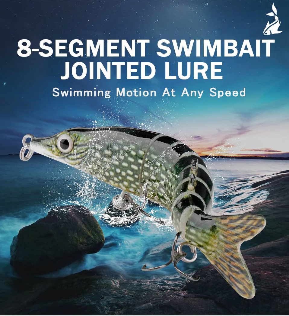 GOBASS 100mm/125mm Sinking Wobblers For Pike Fishing Lures 8 Segment Multi Jointed Swimbait Hard Artificial Lures For Fishing