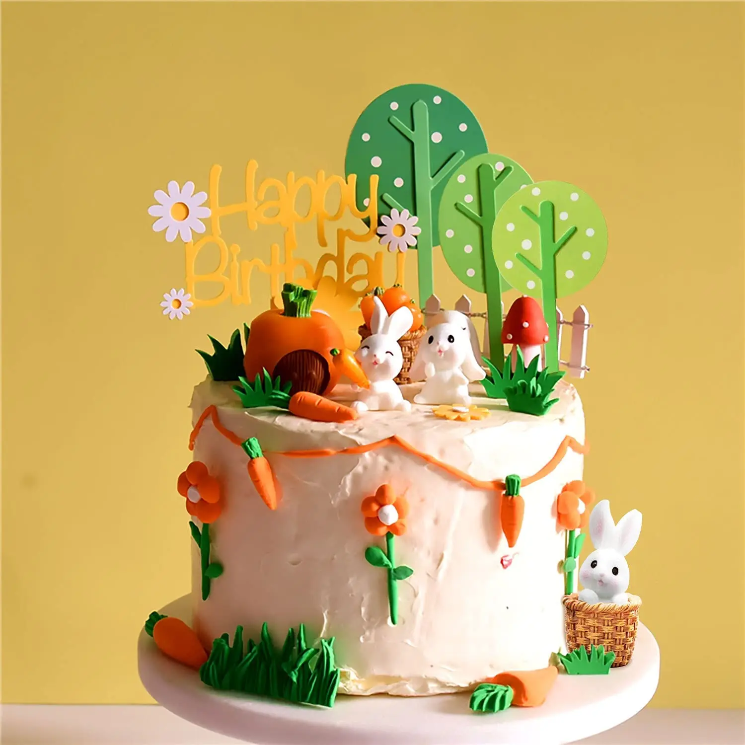 Woodland Animal Theme Cupcake Toppers Hedgehog Swing Cake Topper Figure Doll Kids Baby Shower Birthday Gift Woodland Party Decor