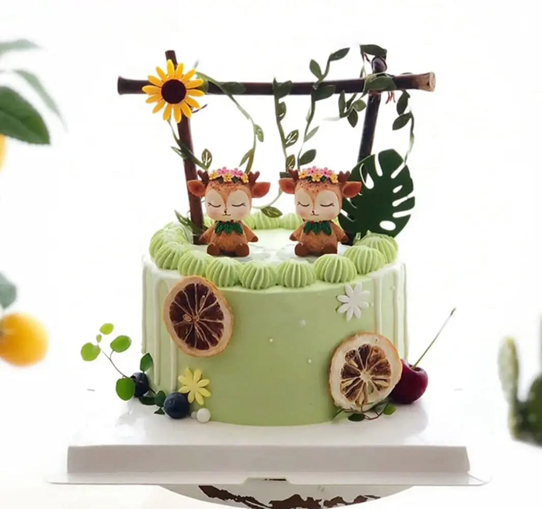 Woodland Animal Theme Cupcake Toppers Hedgehog Swing Cake Topper Figure Doll Kids Baby Shower Birthday Gift Woodland Party Decor