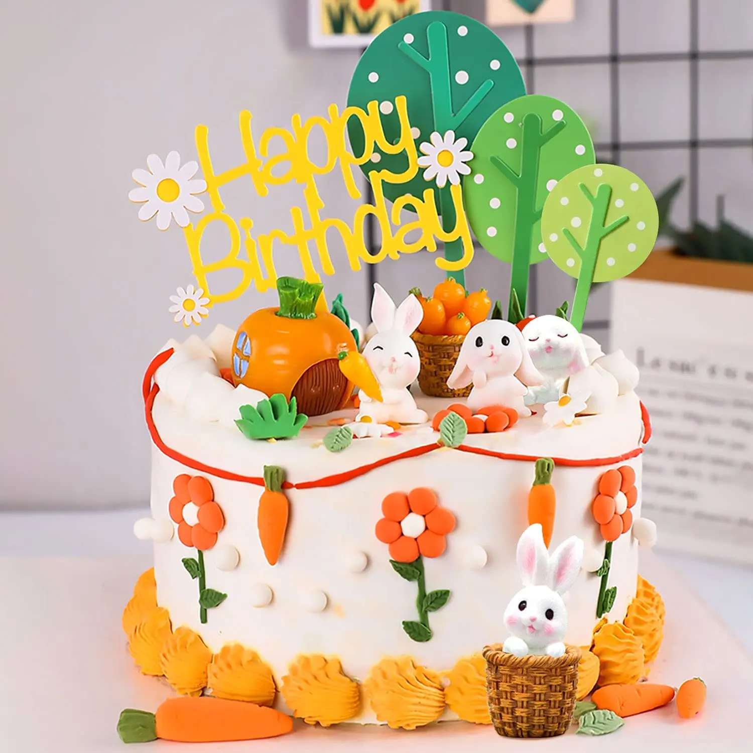 Woodland Animal Theme Cupcake Toppers Hedgehog Swing Cake Topper Figure Doll Kids Baby Shower Birthday Gift Woodland Party Decor