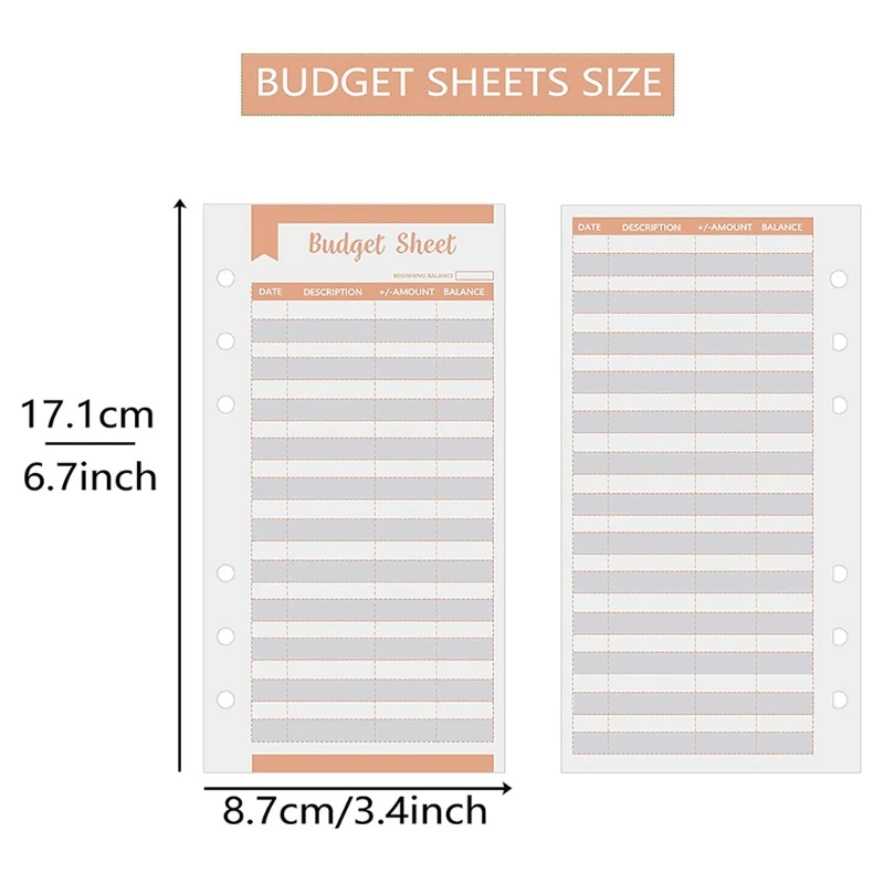 Set of 12 Expense Tracker Budget Sheets Money Organizer for Cash Ledger Book Double-sided Writing Use with Cash Envelope