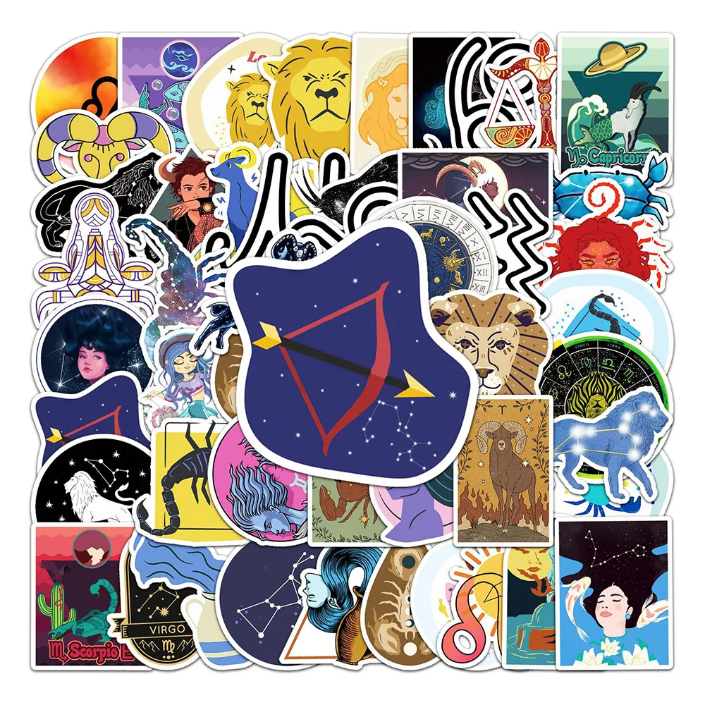 10/30/50pcs Twelve Constellations Zodiac Graffiti Stickers Skateboard Laptop Phone Guitar Fridge Waterproof Sticker for Kids