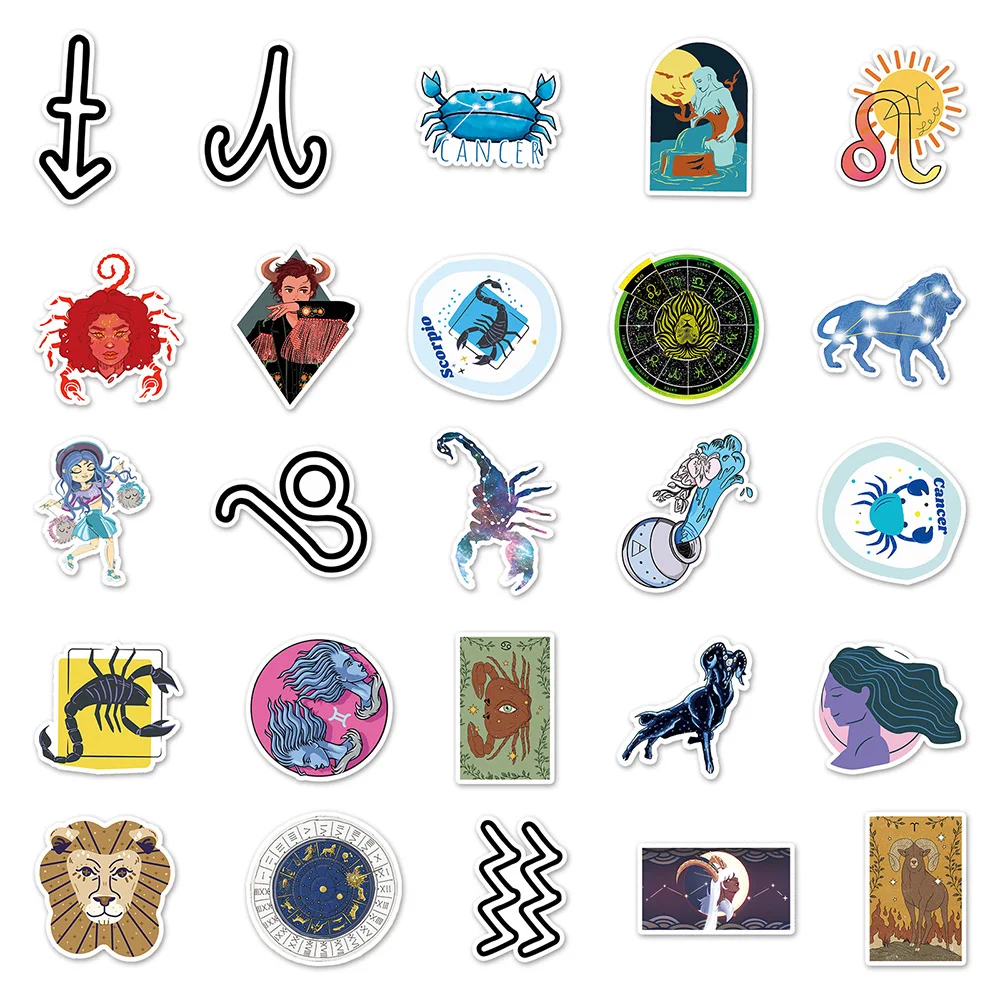 10/30/50pcs Twelve Constellations Zodiac Graffiti Stickers Skateboard Laptop Phone Guitar Fridge Waterproof Sticker for Kids