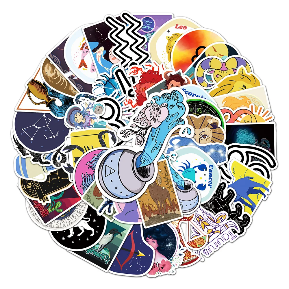10/30/50pcs Twelve Constellations Zodiac Graffiti Stickers Skateboard Laptop Phone Guitar Fridge Waterproof Sticker for Kids