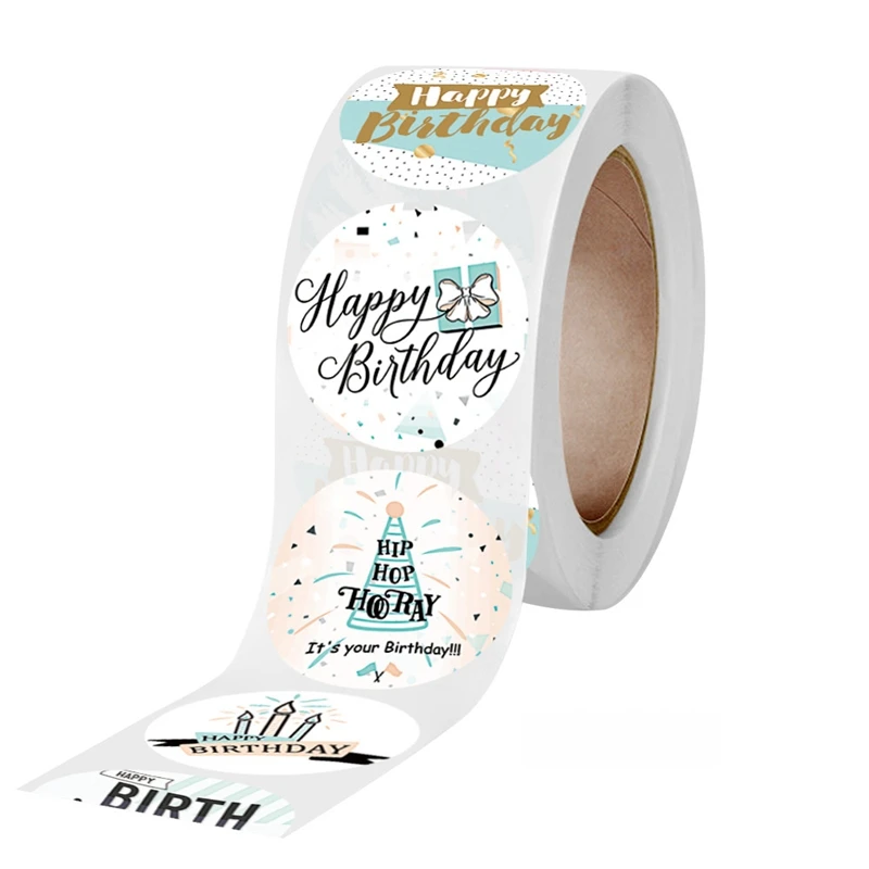 100-500pcs 1inch Cute Happy Birthday Stickers Gift Packaging Sealing Label Scrapbooking Stickers DIY Party Decoration Kids Toys