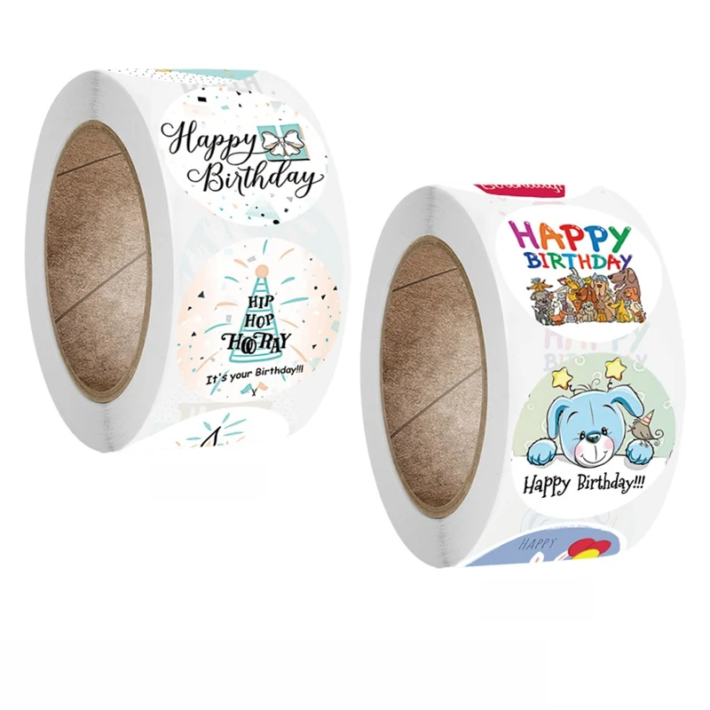 100-500pcs 1inch Cute Happy Birthday Stickers Gift Packaging Sealing Label Scrapbooking Stickers DIY Party Decoration Kids Toys
