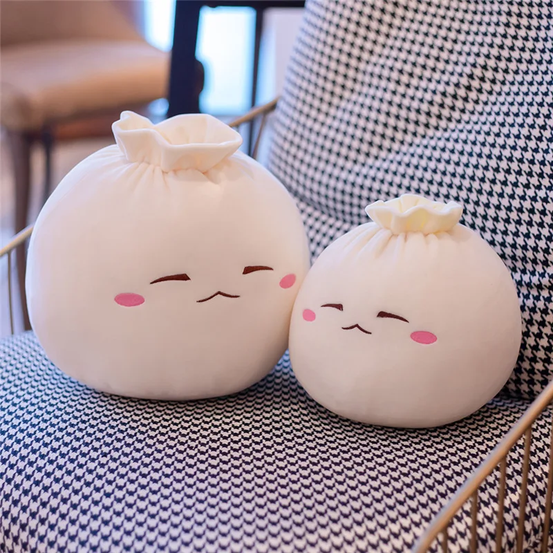ZU Cute Home Decor Sofa Hug Pillow Steamed Stuffed Rice Bao Bun Plush Toy Funny Face Food Soft Soup Dumplings Kids Girl Gift