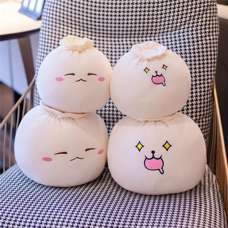 ZU Cute Home Decor Sofa Hug Pillow Steamed Stuffed Rice Bao Bun Plush Toy Funny Face Food Soft Soup Dumplings Kids Girl Gift