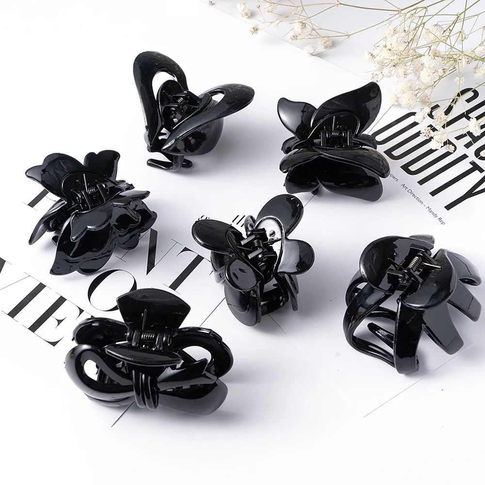 Black Plastic Butterfly Hair Clip Crab Ponytail Hair Claws Women Barrettes Solid Color Fashion Hair Hair Accessories Headwear