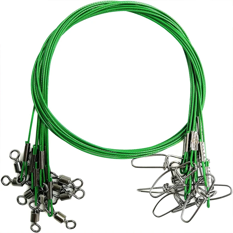 30Pcs Dia 1.0mm Sea Fishing Leader Line 125LB 50cm Stainless Steel High Strength Wire Line with Swivels and Snaps Fishing Tools