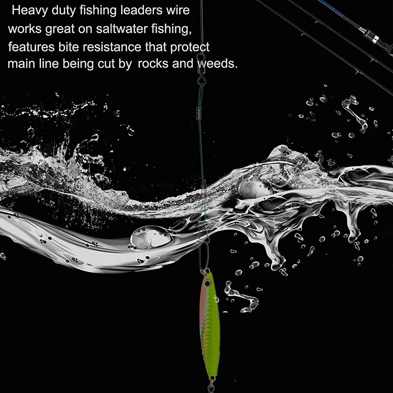 30Pcs Dia 1.0mm Sea Fishing Leader Line 125LB 50cm Stainless Steel High Strength Wire Line with Swivels and Snaps Fishing Tools