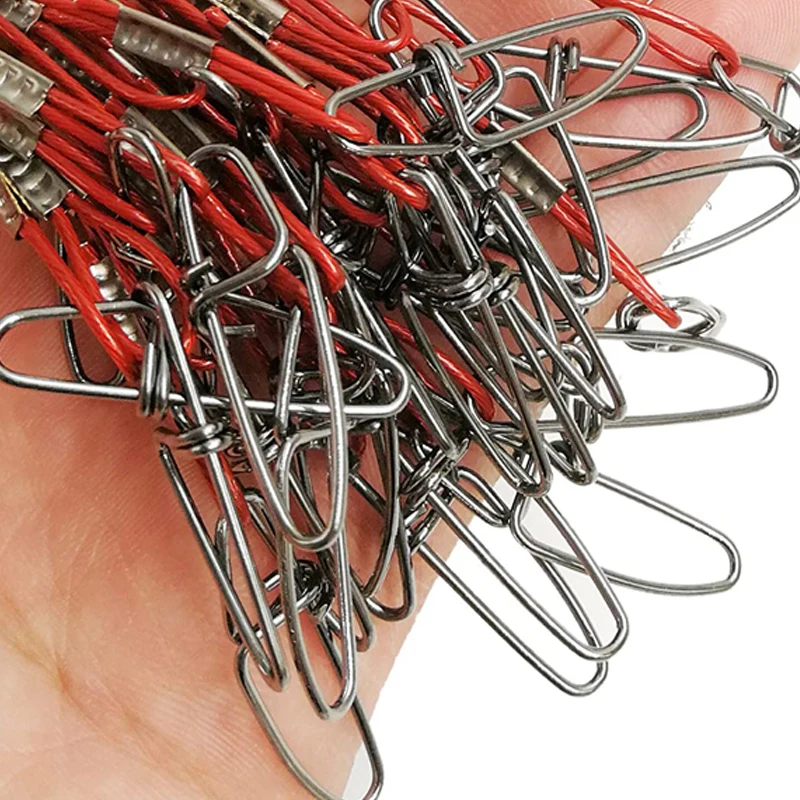 30Pcs Dia 1.0mm Sea Fishing Leader Line 125LB 50cm Stainless Steel High Strength Wire Line with Swivels and Snaps Fishing Tools