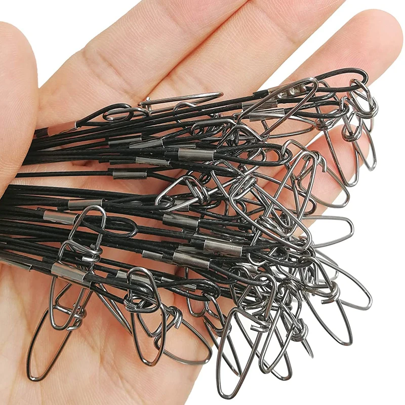 30Pcs Dia 1.0mm Sea Fishing Leader Line 125LB 50cm Stainless Steel High Strength Wire Line with Swivels and Snaps Fishing Tools