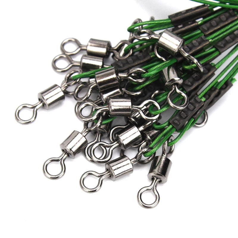 30Pcs Dia 1.0mm Sea Fishing Leader Line 125LB 50cm Stainless Steel High Strength Wire Line with Swivels and Snaps Fishing Tools