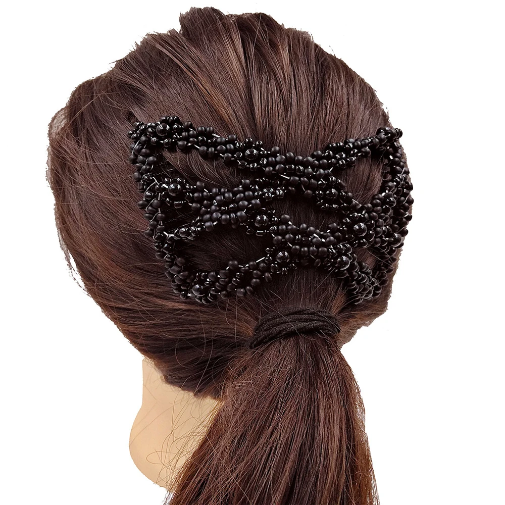 Magic Hair Comb DIY Retro Metal woman Hair Accessories Pearl Elastic Beaded Claw Hairpin Hairstyle Ponytail Hair Headwear Tool