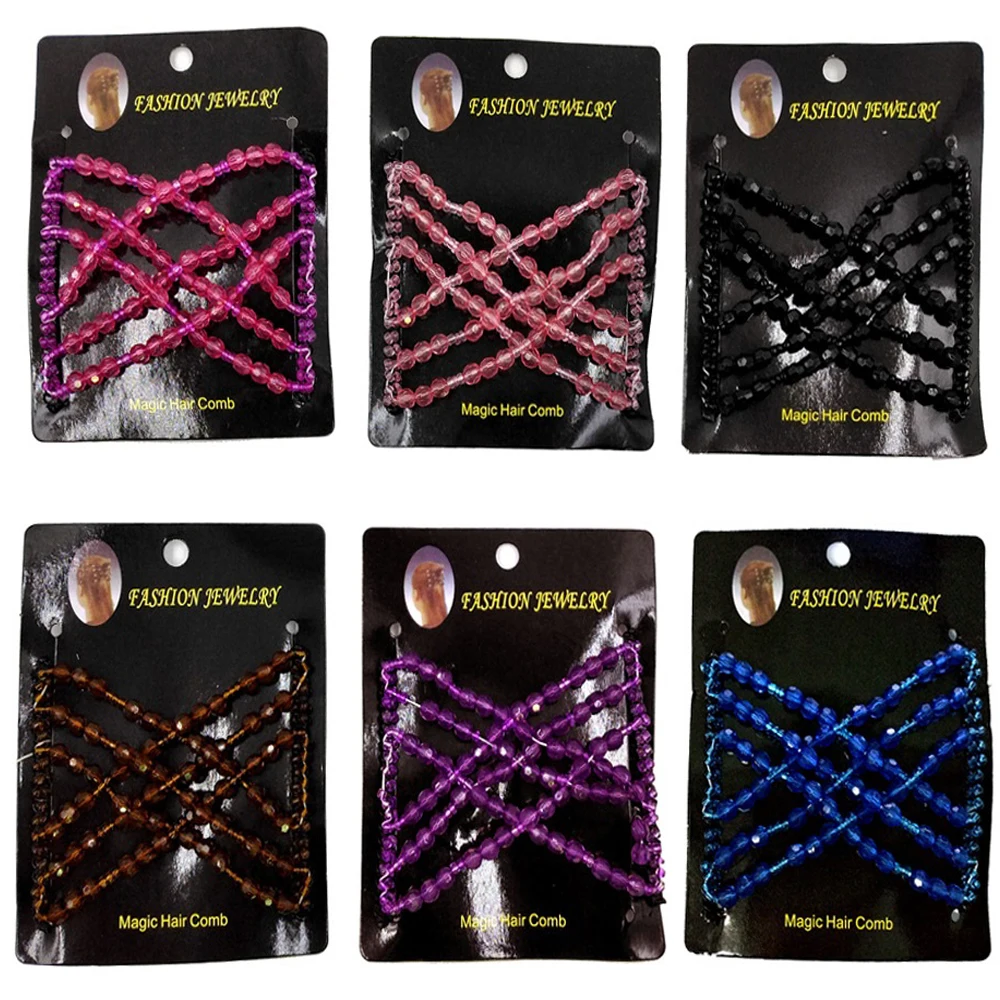 Magic Hair Comb DIY Retro Metal woman Hair Accessories Pearl Elastic Beaded Claw Hairpin Hairstyle Ponytail Hair Headwear Tool