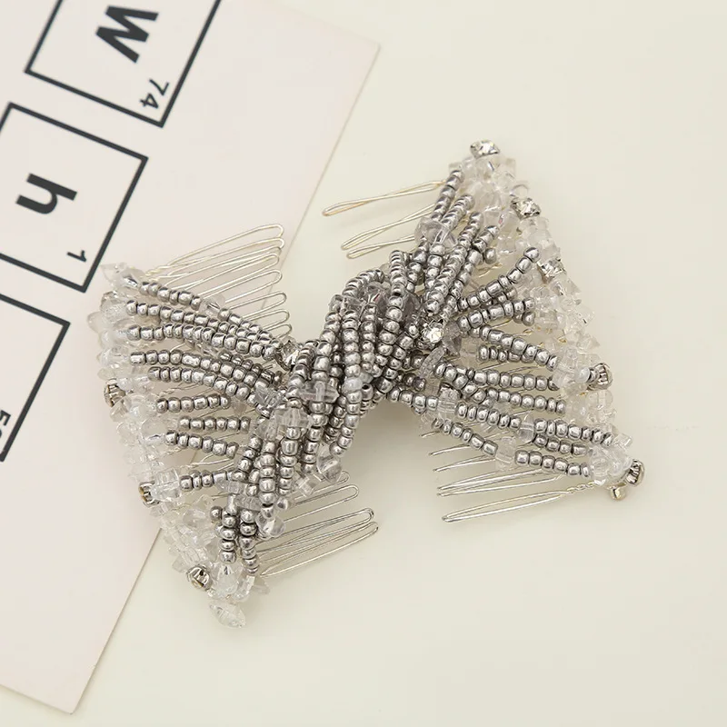 Magic Hair Comb DIY Retro Metal woman Hair Accessories Pearl Elastic Beaded Claw Hairpin Hairstyle Ponytail Hair Headwear Tool
