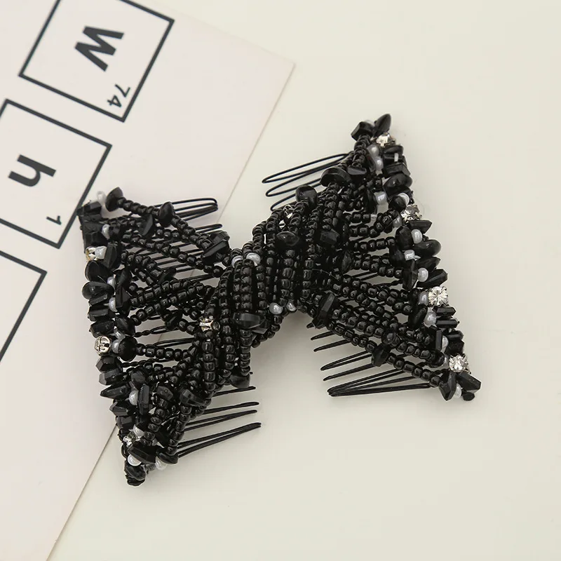 Magic Hair Comb DIY Retro Metal woman Hair Accessories Pearl Elastic Beaded Claw Hairpin Hairstyle Ponytail Hair Headwear Tool