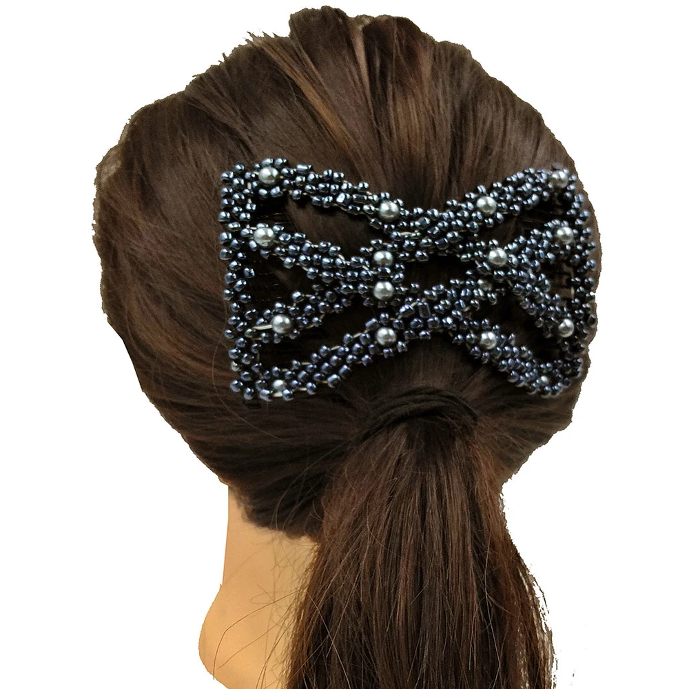 Magic Hair Comb DIY Retro Metal woman Hair Accessories Pearl Elastic Beaded Claw Hairpin Hairstyle Ponytail Hair Headwear Tool