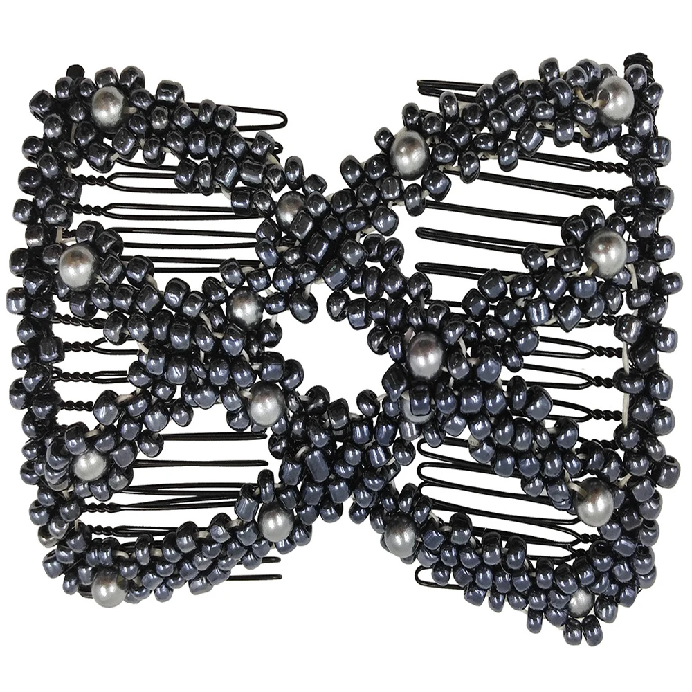 Magic Hair Comb DIY Retro Metal woman Hair Accessories Pearl Elastic Beaded Claw Hairpin Hairstyle Ponytail Hair Headwear Tool