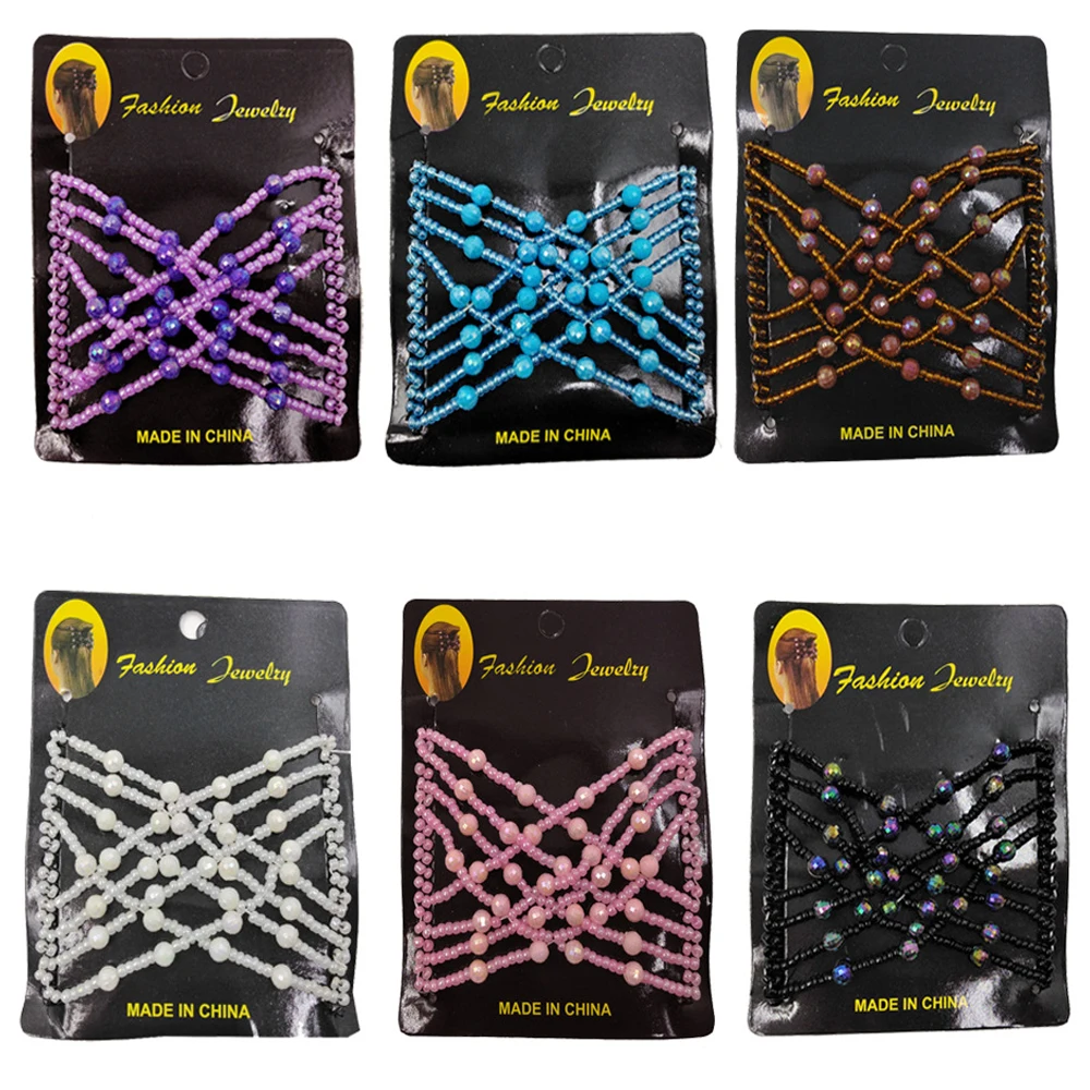 Magic Hair Comb DIY Retro Metal woman Hair Accessories Pearl Elastic Beaded Claw Hairpin Hairstyle Ponytail Hair Headwear Tool