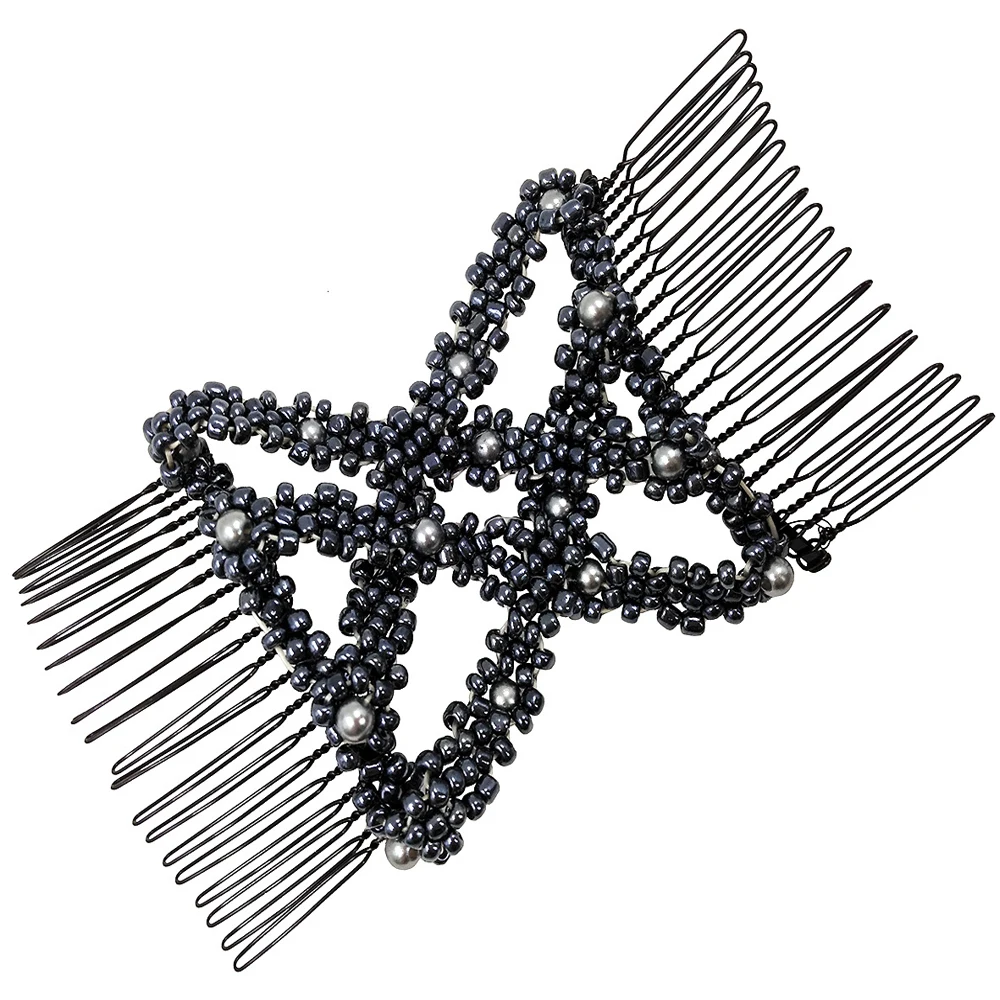 Magic Hair Comb DIY Retro Metal woman Hair Accessories Pearl Elastic Beaded Claw Hairpin Hairstyle Ponytail Hair Headwear Tool