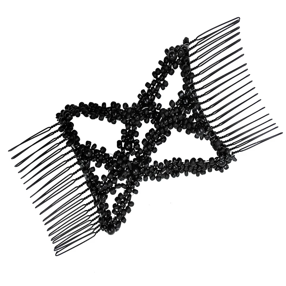Magic Hair Comb DIY Retro Metal woman Hair Accessories Pearl Elastic Beaded Claw Hairpin Hairstyle Ponytail Hair Headwear Tool