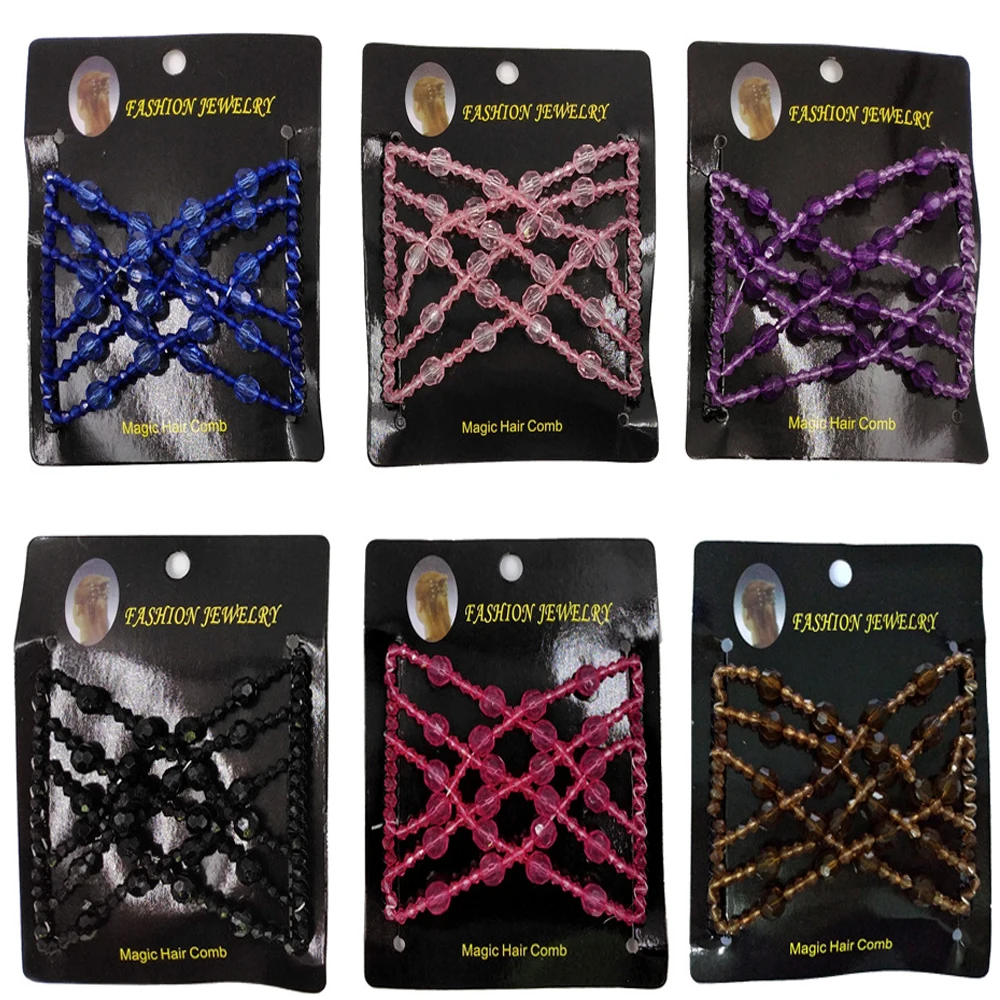 Magic Hair Comb DIY Retro Metal woman Hair Accessories Pearl Elastic Beaded Claw Hairpin Hairstyle Ponytail Hair Headwear Tool