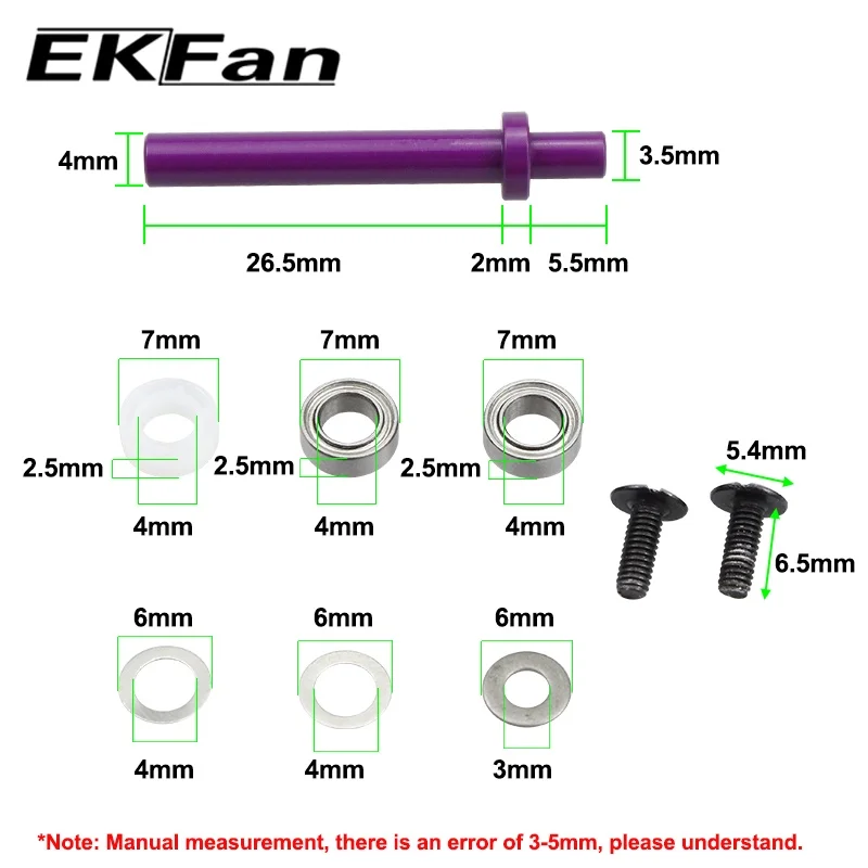 Ekfan Aluminum Alloy Shaft 7x4x2.5mm Stainless Steel Bearing For DAI&SHI Bast Cast Spinning Fishing Reel Handle Knob