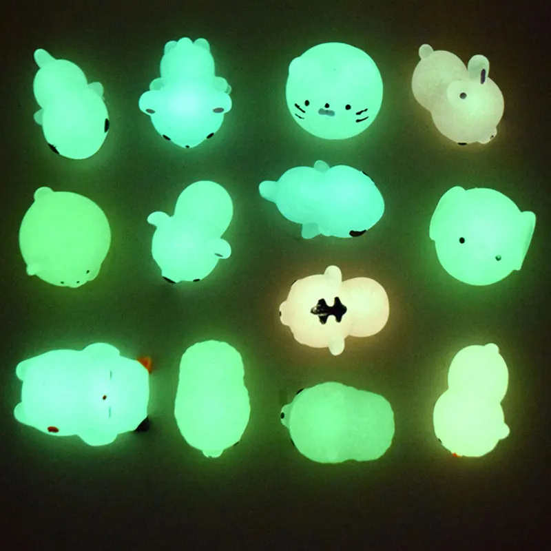 5-50Pcs NEW Glow Kawaii Toys Cute Animal Antistress Decompression Mochi Toy Soft Sticky Squishi Stress Relief Funny Gift Toys