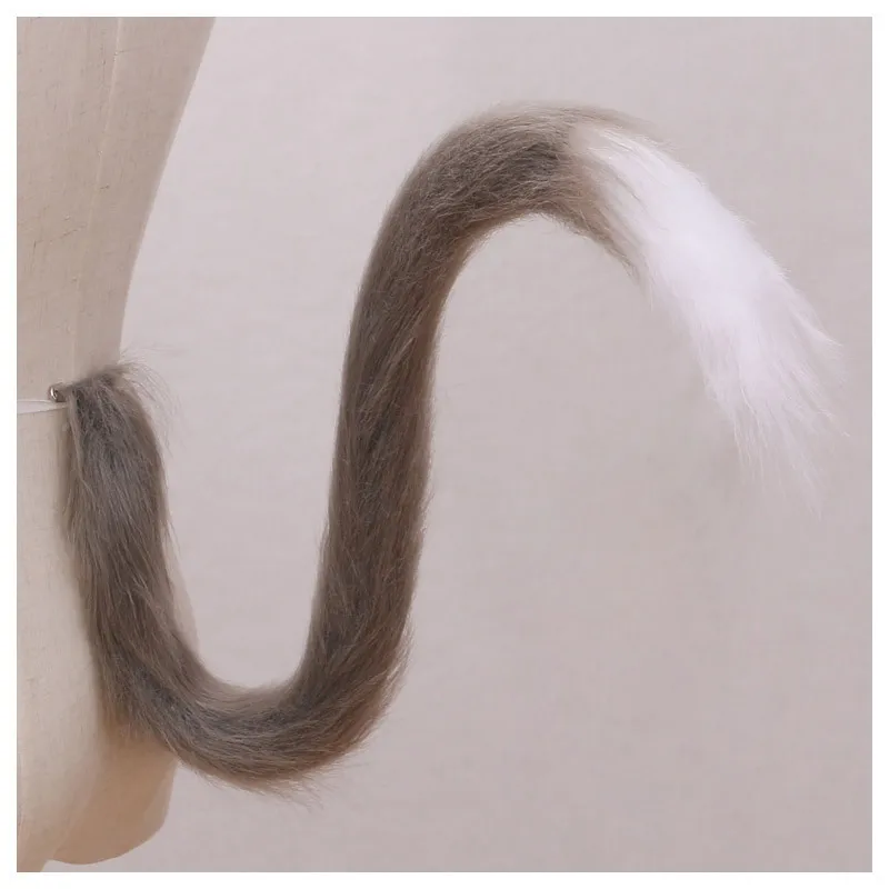 Long Cat Tail Cosplay Adult Kids Anime 75cm Plush Cat Wolf Cosplay Props Animal Ears Bandana Long Tail Halloween Lolita Costume