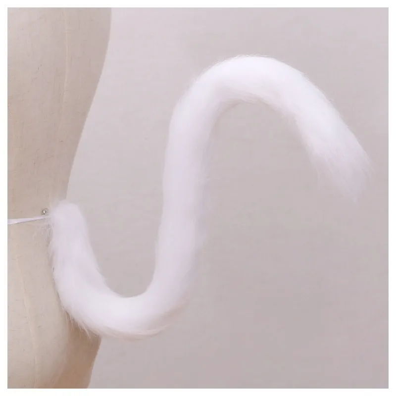 Long Cat Tail Cosplay Adult Kids Anime 75cm Plush Cat Wolf Cosplay Props Animal Ears Bandana Long Tail Halloween Lolita Costume