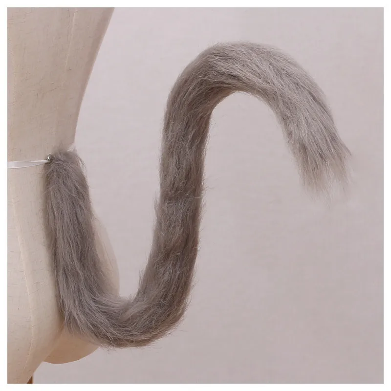 Long Cat Tail Cosplay Adult Kids Anime 75cm Plush Cat Wolf Cosplay Props Animal Ears Bandana Long Tail Halloween Lolita Costume