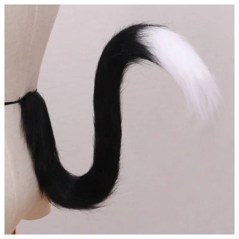 Long Cat Tail Cosplay Adult Kids Anime 75cm Plush Cat Wolf Cosplay Props Animal Ears Bandana Long Tail Halloween Lolita Costume