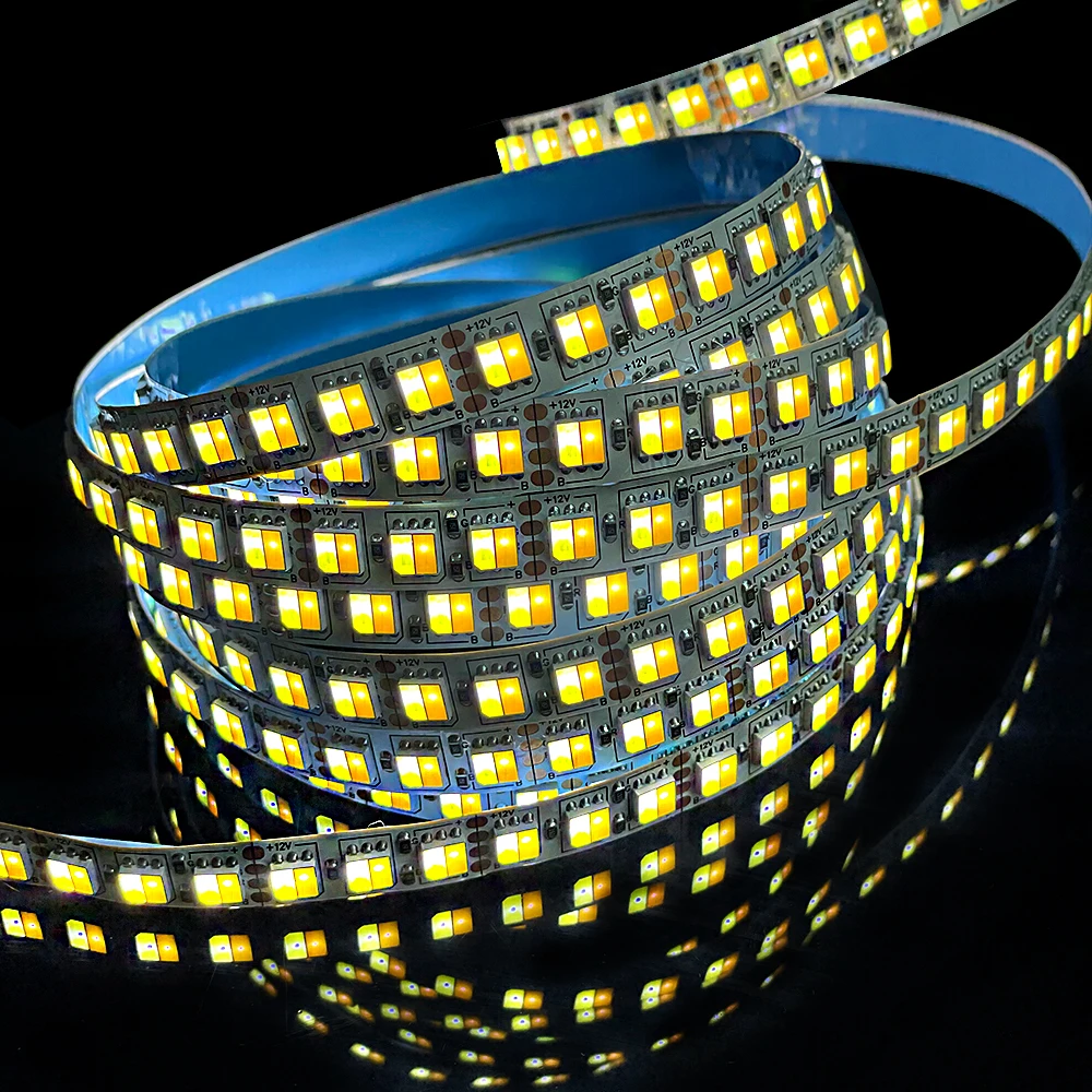 DC12V/24V Dual Color 5050 60/120leds/m White light Warm White CCT Color Temperature Dimmable Decorative 3-Color LED Light Strip