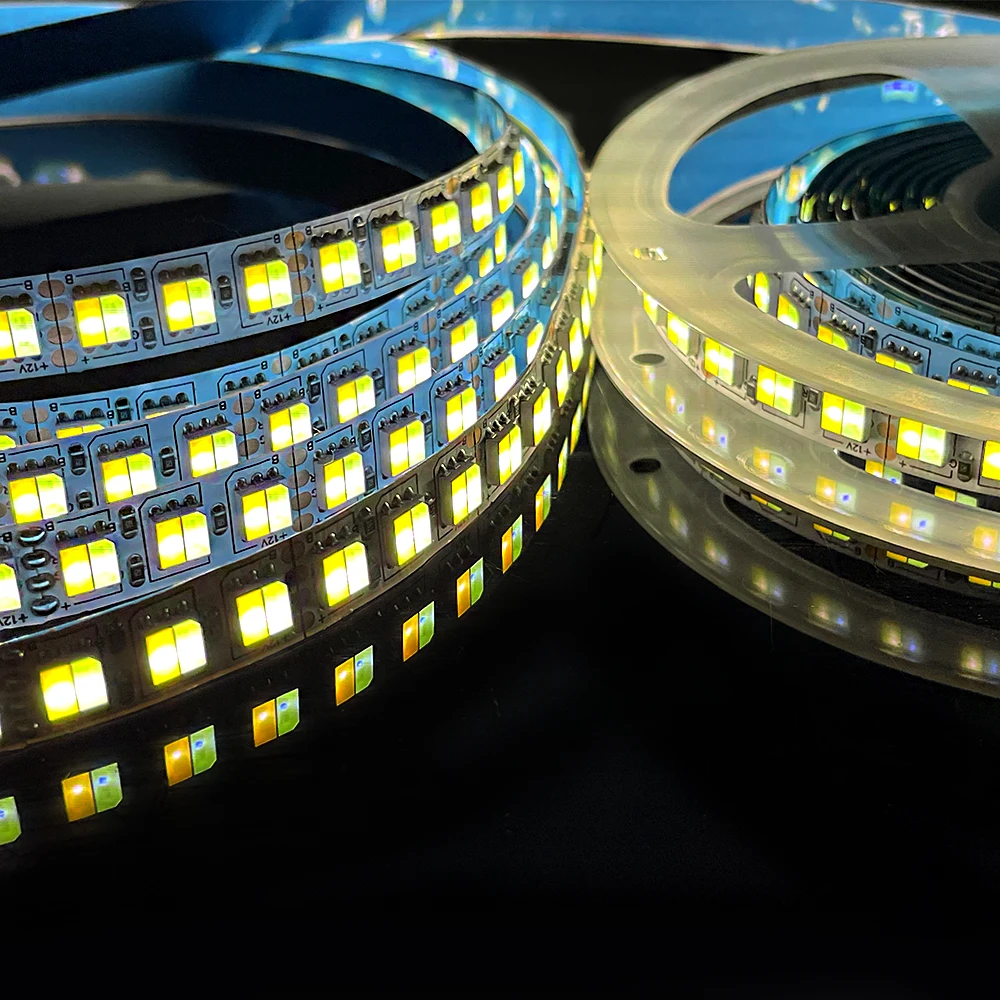 DC12V/24V Dual Color 5050 60/120leds/m White light Warm White CCT Color Temperature Dimmable Decorative 3-Color LED Light Strip