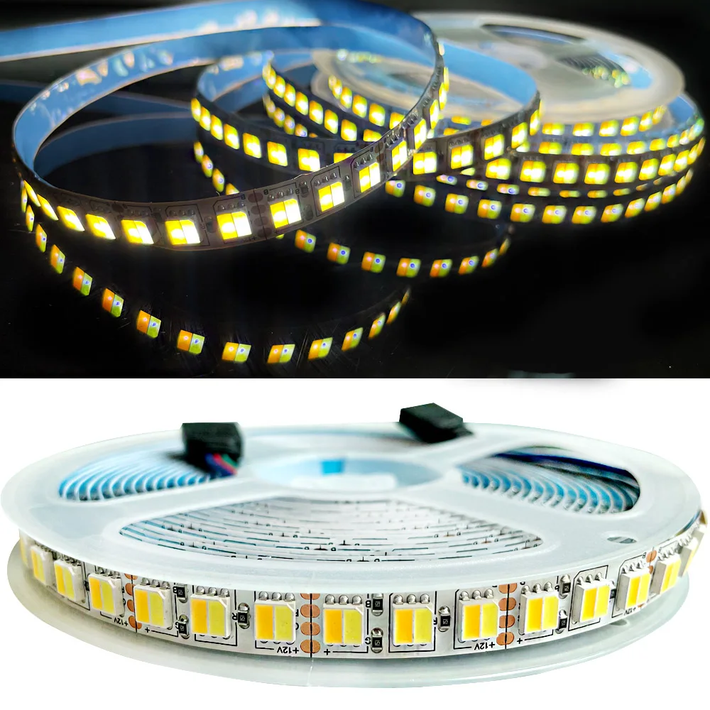DC12V/24V Dual Color 5050 60/120leds/m White light Warm White CCT Color Temperature Dimmable Decorative 3-Color LED Light Strip