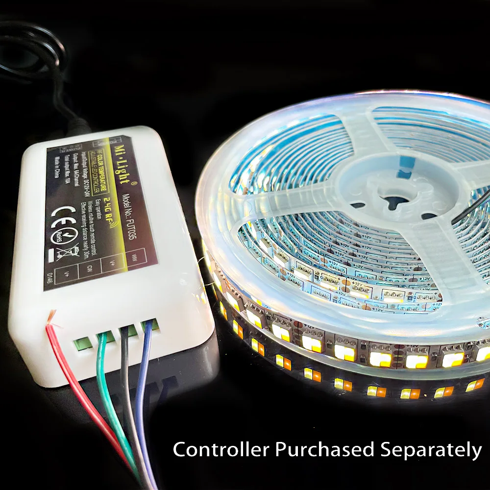 DC12V/24V Dual Color 5050 60/120leds/m White light Warm White CCT Color Temperature Dimmable Decorative 3-Color LED Light Strip