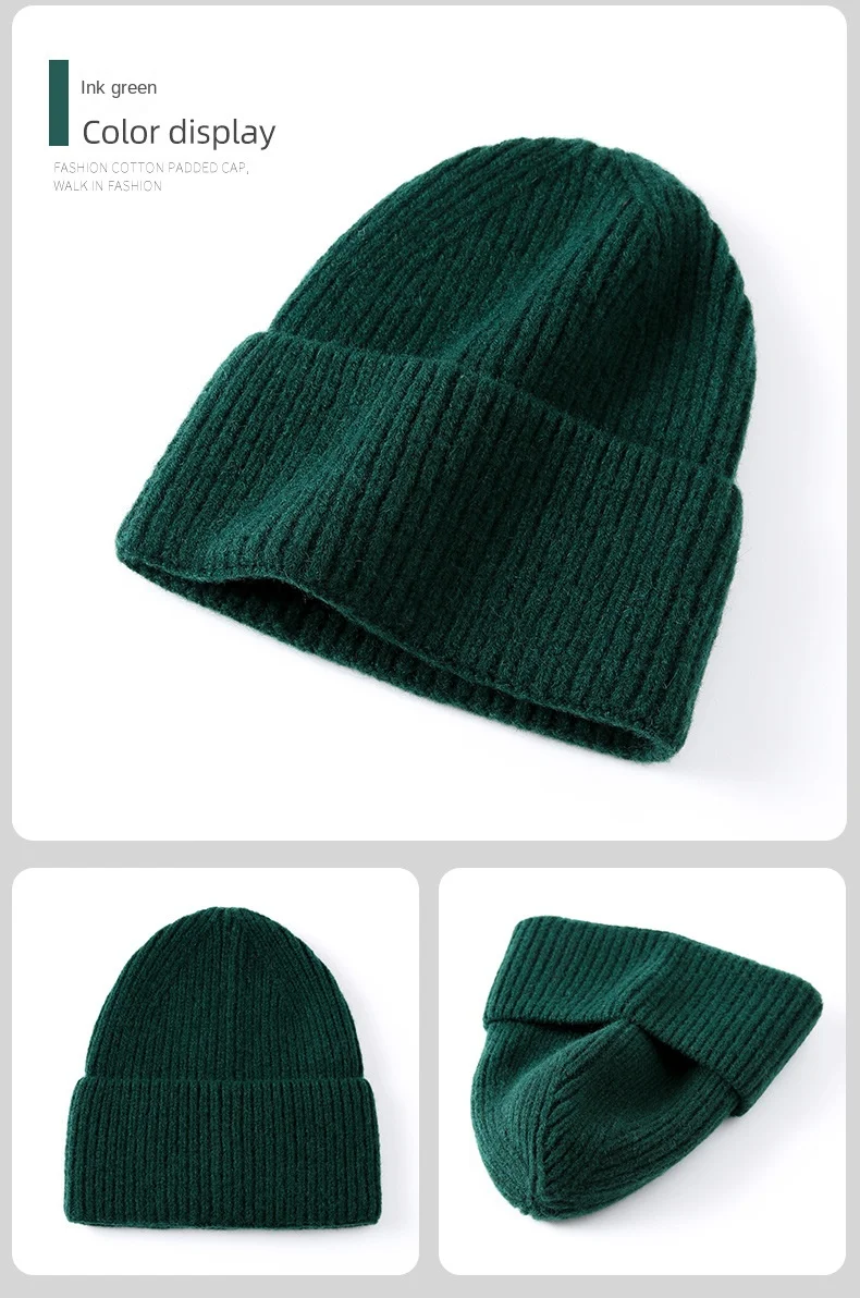 100% Merino Wool New Beanie Winter Women Men Boys Girls Crochet Skullies Hat Solid Color Autumn Knitted Beanies Caps FreeShip