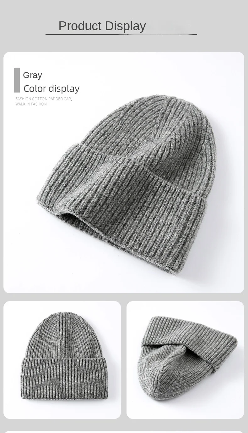 100% Merino Wool New Beanie Winter Women Men Boys Girls Crochet Skullies Hat Solid Color Autumn Knitted Beanies Caps FreeShip