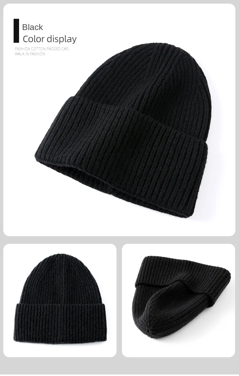 100% Merino Wool New Beanie Winter Women Men Boys Girls Crochet Skullies Hat Solid Color Autumn Knitted Beanies Caps FreeShip