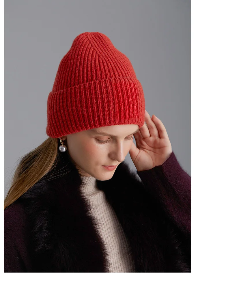 100% Merino Wool New Beanie Winter Women Men Boys Girls Crochet Skullies Hat Solid Color Autumn Knitted Beanies Caps FreeShip