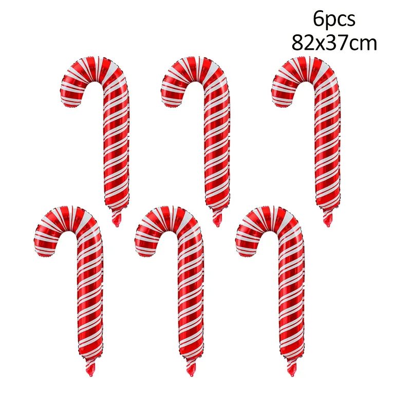 6Pcs Large Christmas Balloons Candy Cane Foil Balloon Christmas Windmill Candy Globos Kids Toy New Year Christmas Decorations