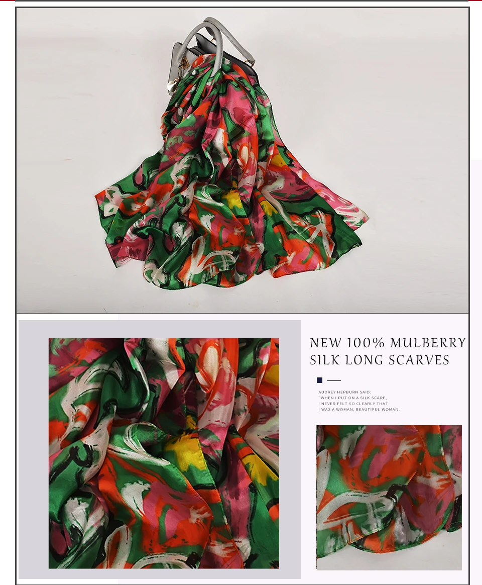 BYSIFA| White 100% Mulberry Silk Scarf Shawl Women New Floral Design Summer Long Beach Shawl Luxury Ladies Neck Scarves Hijabs