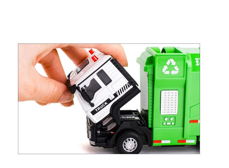 1/32 City Garbage Truck Car Model Diecast Metal Garbage Sorting Sanitation Vehicle Car Model Sound and Light Childrens Toys Gift