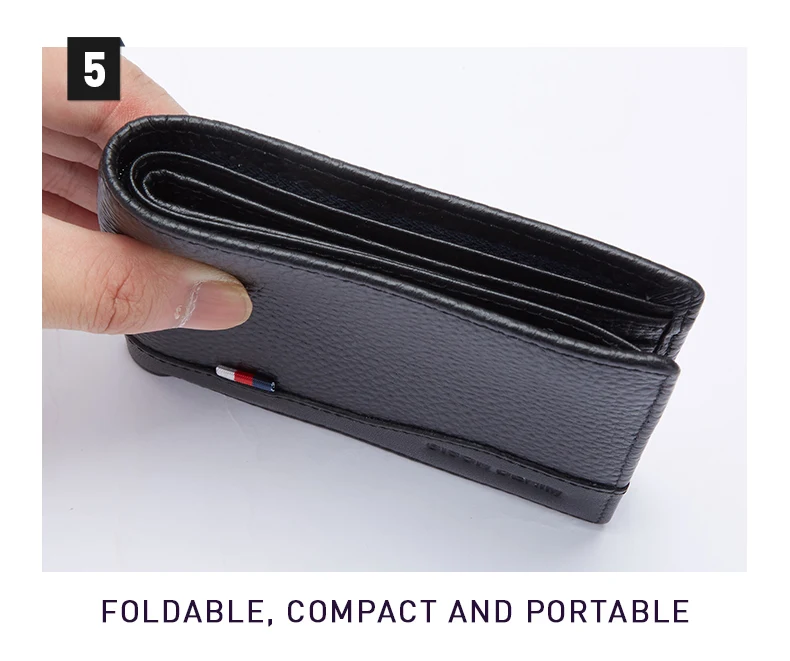 BISONDENIM Genuine Leather Men Wallets Coin Pocket Card Holder Male Purse Fashion Wallets High Quality Gift for Husband Father