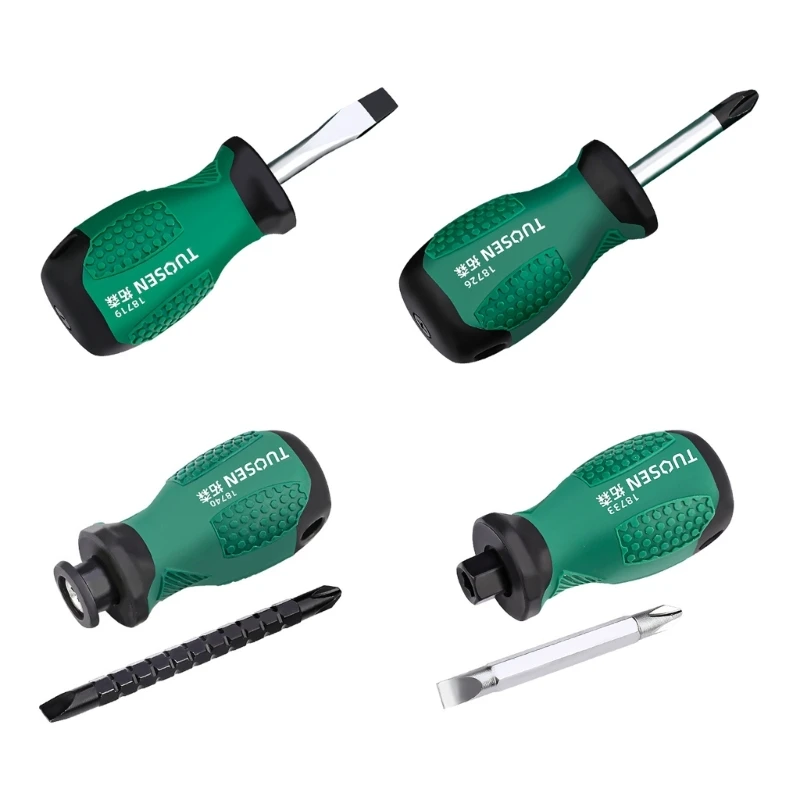 Stubby Screwdriver Lightweight Slotted Cross Screwdriver Bit Telescopic Screwdriver with Magnetic for Repairing Works